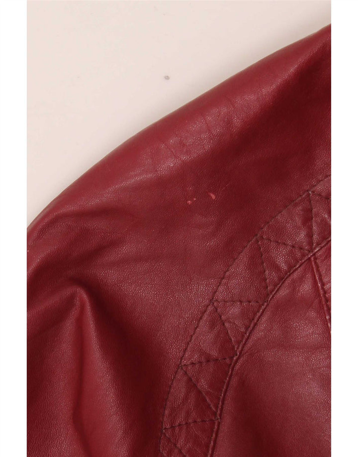 Vintage Damen Übergroße Leder-Bikerjacke EU 38 Medium Burgund