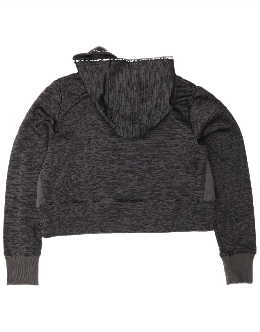 UNDER ARMOUR Damen Crop Hoodie Pullover UK 14 Mittelgrau meliertes Polyester