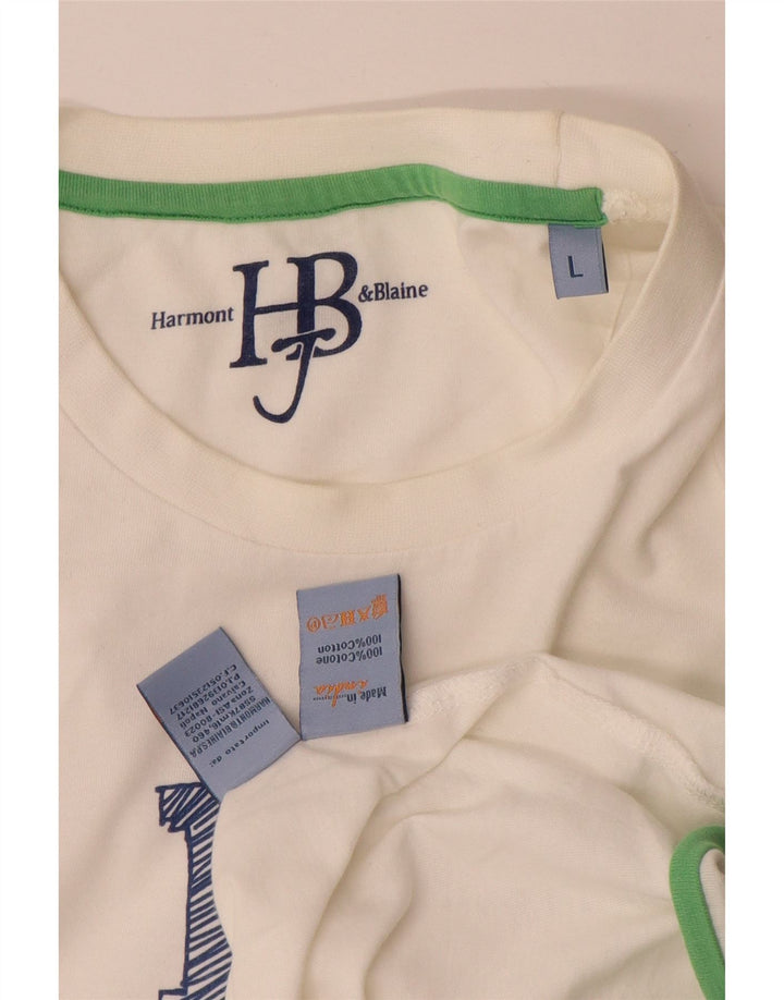 Harmont & Blaine Herren-T-Shirt mit Grafik, Größe L, aus weißer Baumwolle