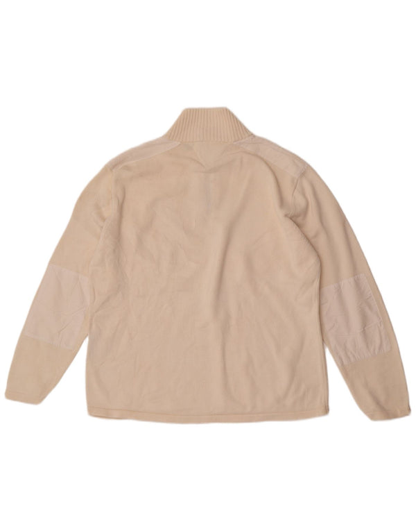 Vintage Herren-Pullover mit Reißverschluss, XL, aus weißer Baumwolle