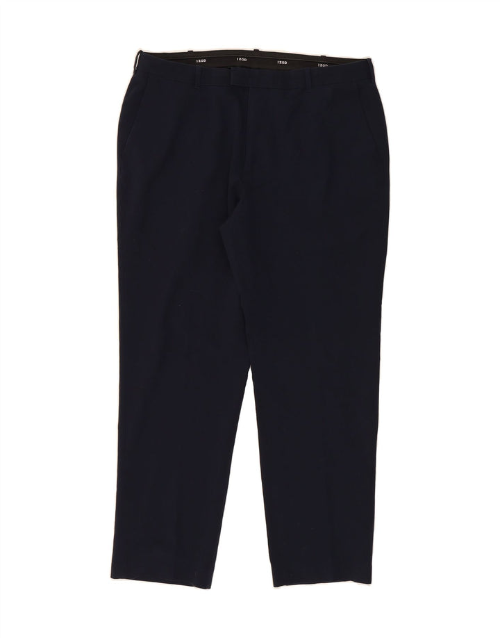 IZOD Mens Straight Suit Trousers W36 L30 Navy Blue Polyester Vintage Izod and Second-Hand Izod from Messina Hembry 