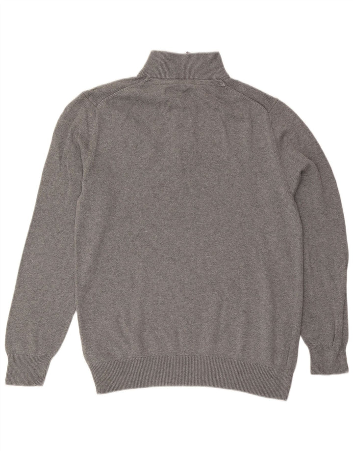 Crew Clothing Herren-Pullover mit Reißverschluss am Hals, Größe L, aus grauer Baumwolle