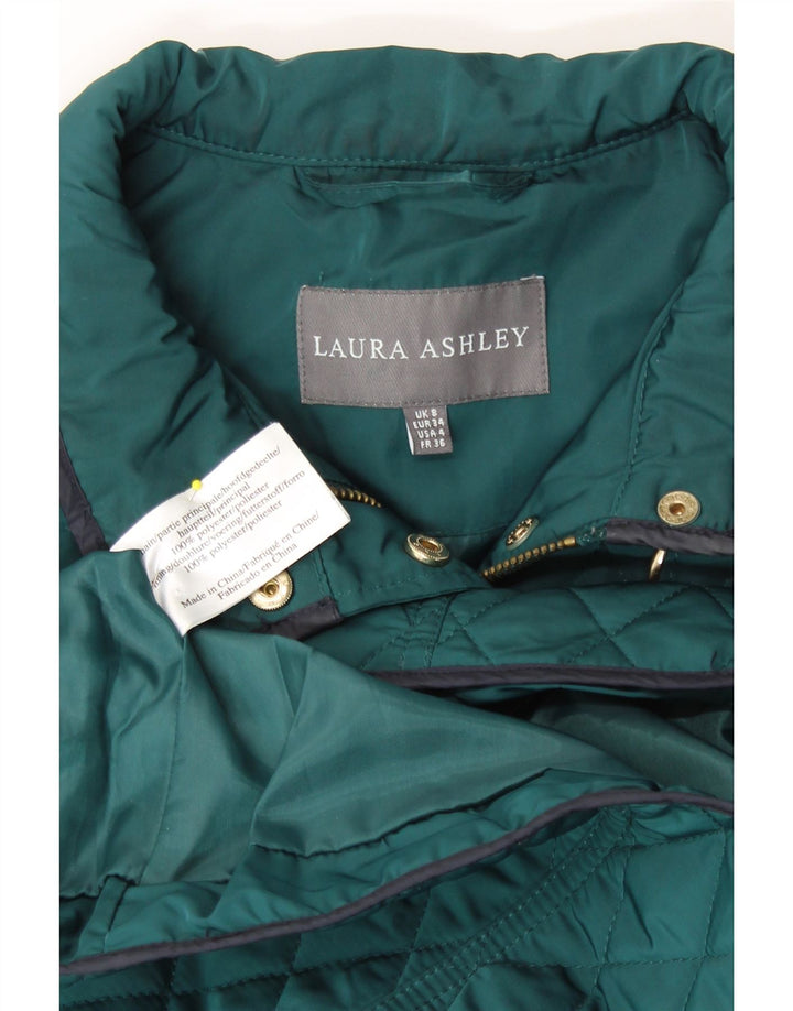 LAURA ASHLEY Womens Quilted Jacket UK 8 Small  Turquoise Polyester