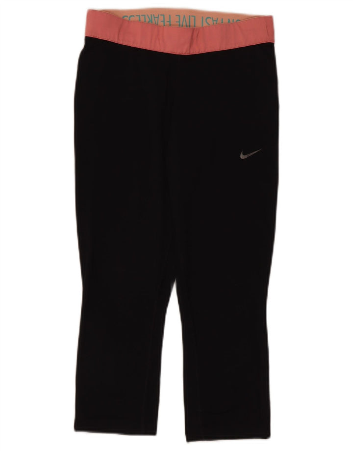 Nike Damen Dri Fit Capri Leggings UK 10 Small Schwarz Polyester
