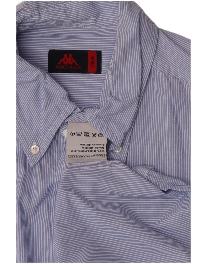 Kappa Herren-Hemd, groß, blaue Nadelstreifen-Baumwolle