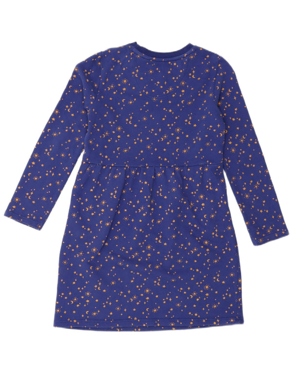 Fat Face Mädchen-Kleid mit abstraktem Muster, langärmelig, Basic, 10–11 Jahre, Blau