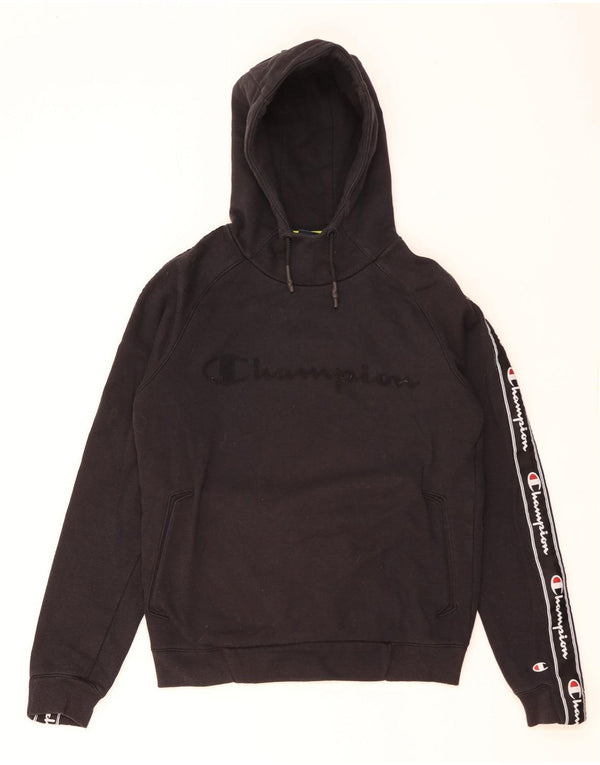 Champion Womens Graphic Hoodie Pullover UK 10 Small Schwarz Baumwolle