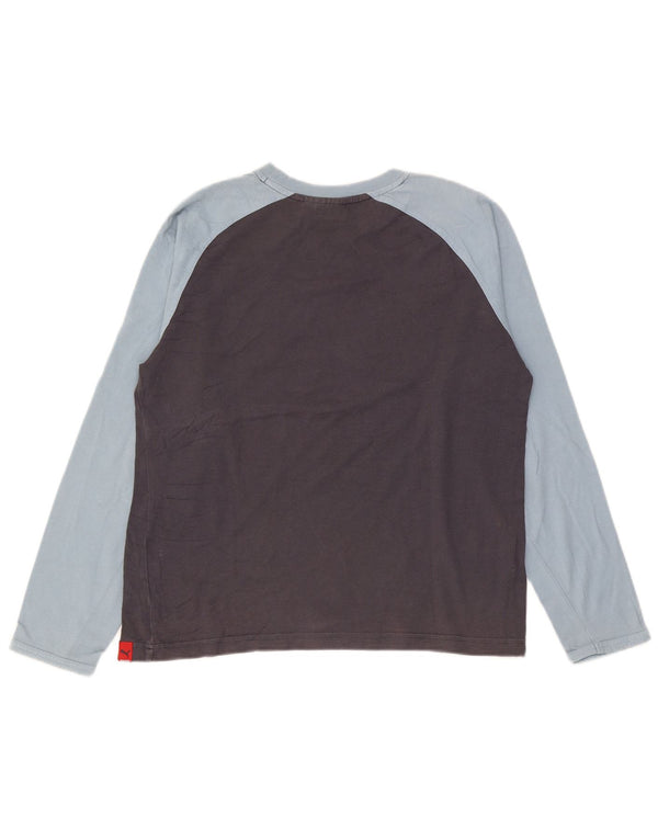 Puma Boys Graphic Top Langarm 13–14 Jahre Graue Colourblock-Baumwolle