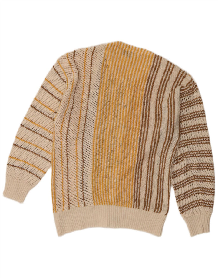Cellini Damen-Cardigan-Pullover UK 12 Mittelweiß gestreift