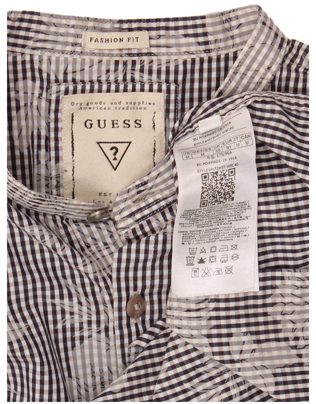 Guess Herrenhemd Mittelblaues Gingham-Baumwoll-Blume