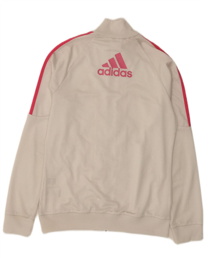 Adidas Mädchen-Trainingsanzugoberteil mit Grafik, 14–15 Jahre, weißes Polyester