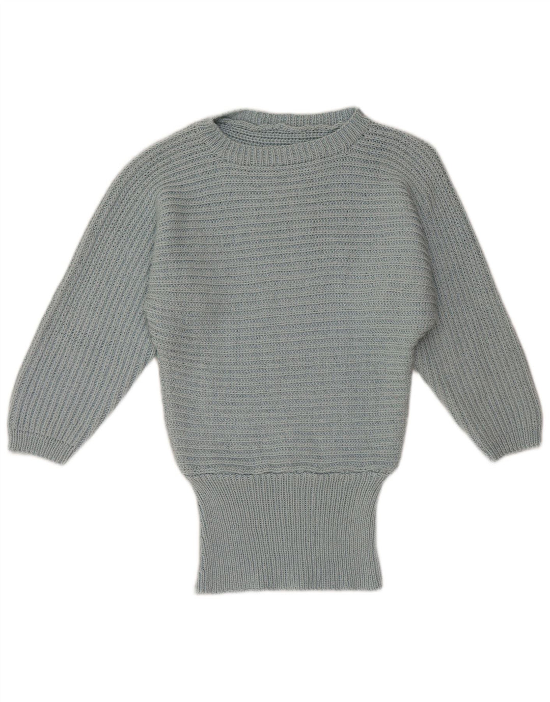 VINTAGE Damen-Pullover mit Fledermausärmel und U-Boot-Ausschnitt, UK 14, Mittelblau