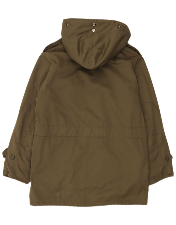 Vintage Herren Militär Kapuzen Sherpa Parka Jacke EU 46 Small Khaki