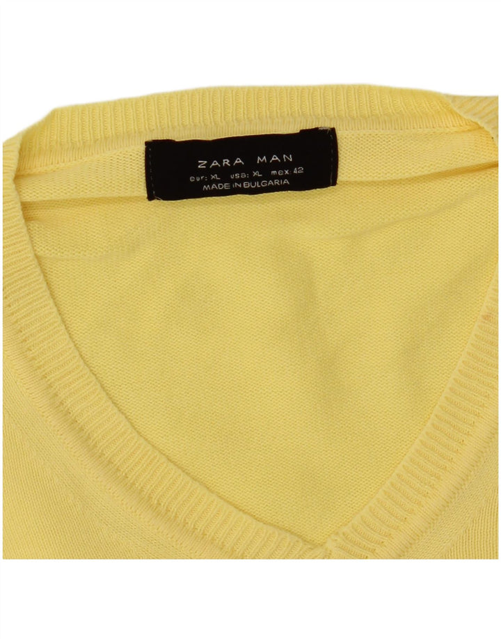 Zara Herren V-Ausschnitt Pullover Pullover XL Gelb