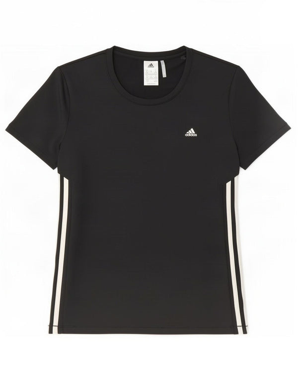 Adidas Damen Climalite T-Shirt Top UK 12/14 Medium Schwarz Polyester