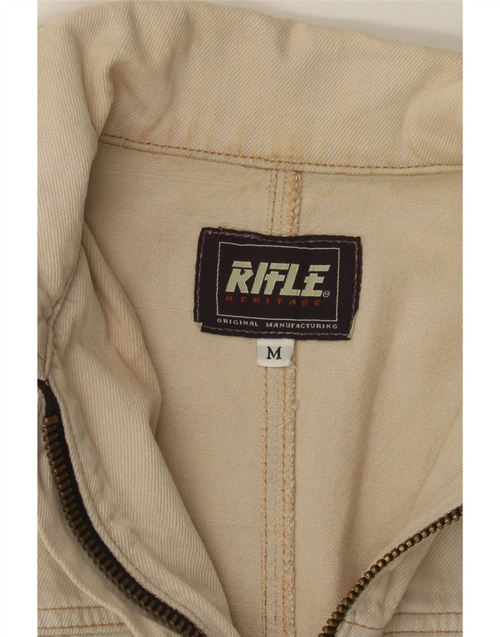 Rifle Womens Crop Denim Jacke UK 12 Mittelbeige Baumwolle