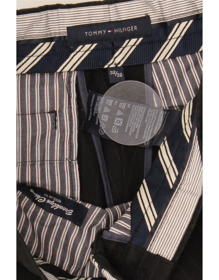 TOMMY HILFIGER Damen gerade Anzughose W32 L32 schwarz gestreift Baumwolle