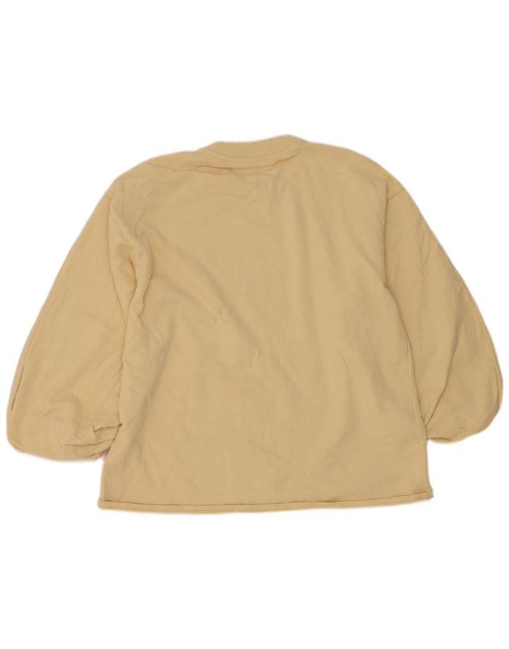 Zara Damen Sweatshirt-Pullover UK 14 Mittelgelbe Baumwolle