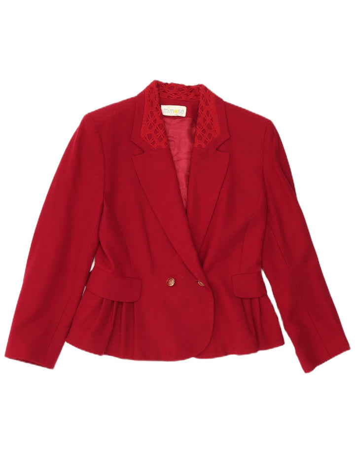 Vintage Damen Zweireihige Blazerjacke IT 42 Mittlere Burgunderwolle