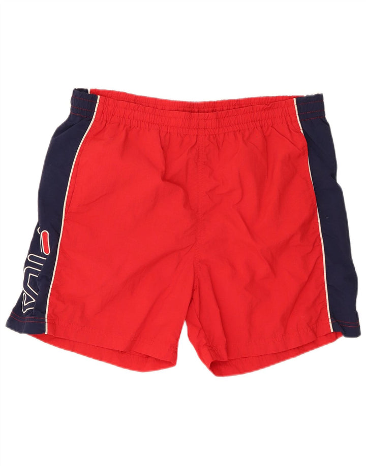 Fila Herren-Sportshorts mit Grafik, groß, rotes Colourblock-Polyamid