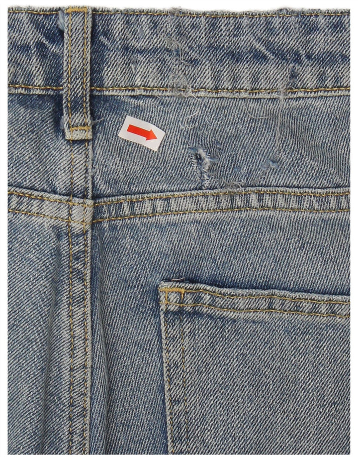 Zara Damen Graphic Cropped Jeans EU 40 Medium W30 L26 Blau gepunktete Baumwolle
