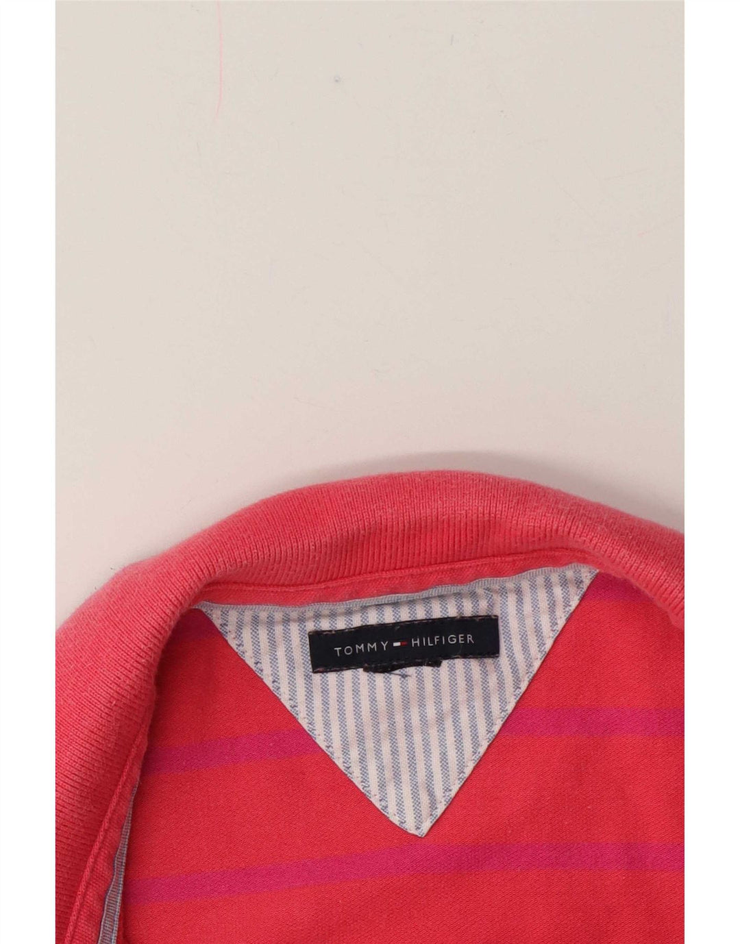 Tommy Hilfiger Damen-Poloshirt mit normaler Passform, UK 14, mittelrot gestreift