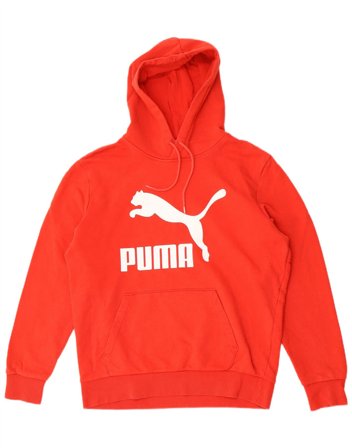 Puma Herren Grafik-Hoodie-Pullover aus mittelroter Baumwolle
