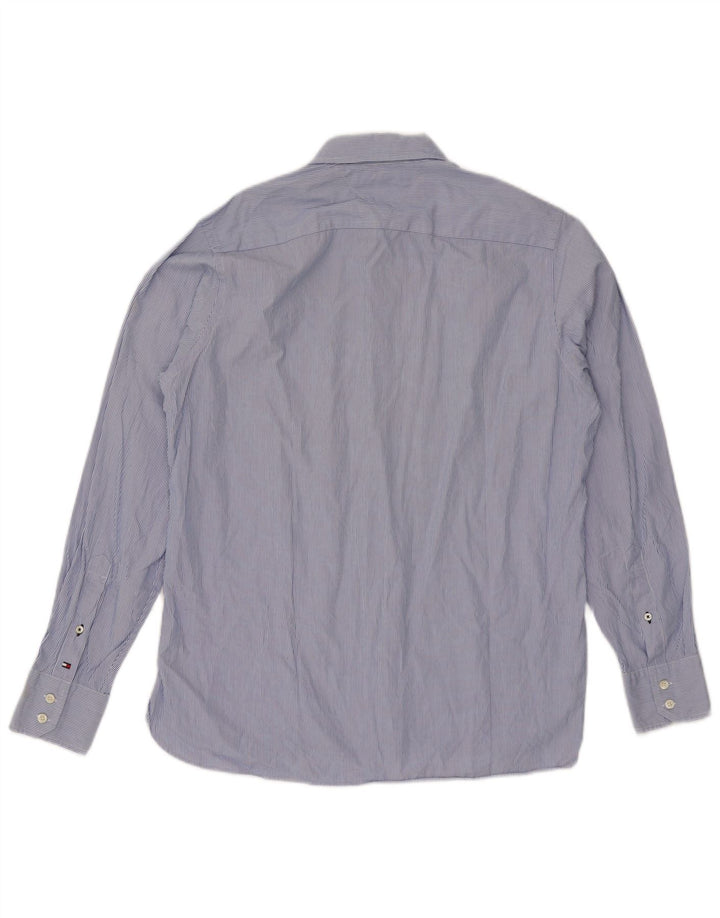 Tommy Hilfiger Herrenhemd aus mittelblauer Nadelstreifen-Baumwolle