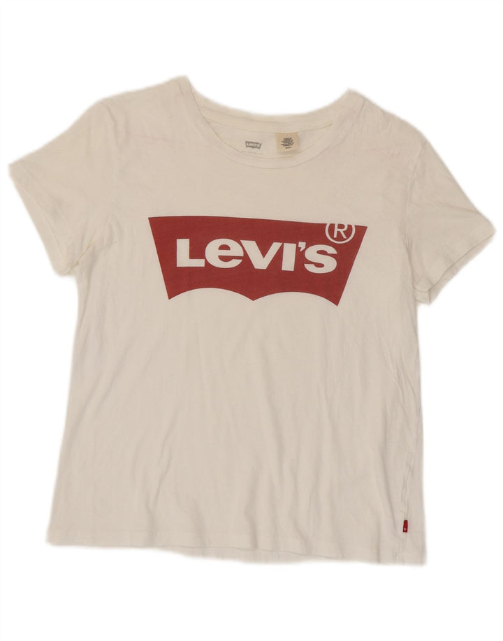 Levi's Damen-T-Shirt mit Grafik, UK 10, Größe S, Weiß