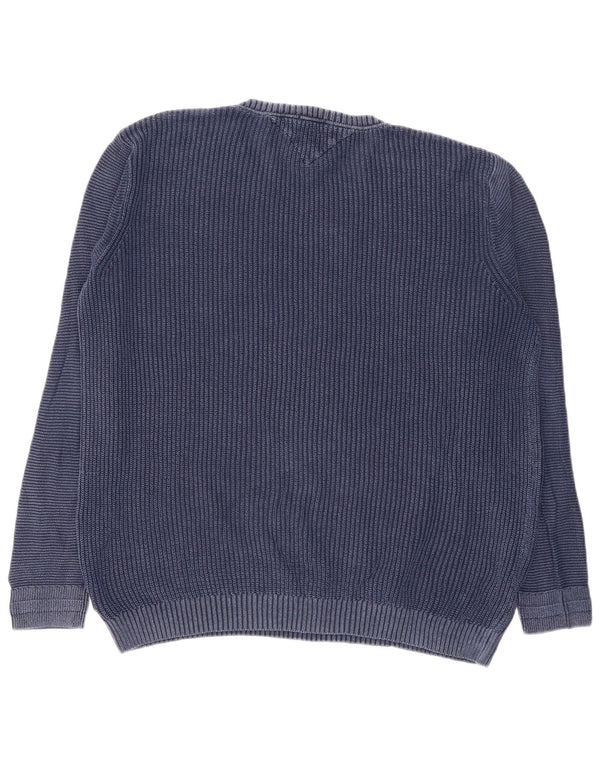 TOMMY HILFIGER Herren-Pullover mit Rundhalsausschnitt, XL, marineblaue Baumwolle