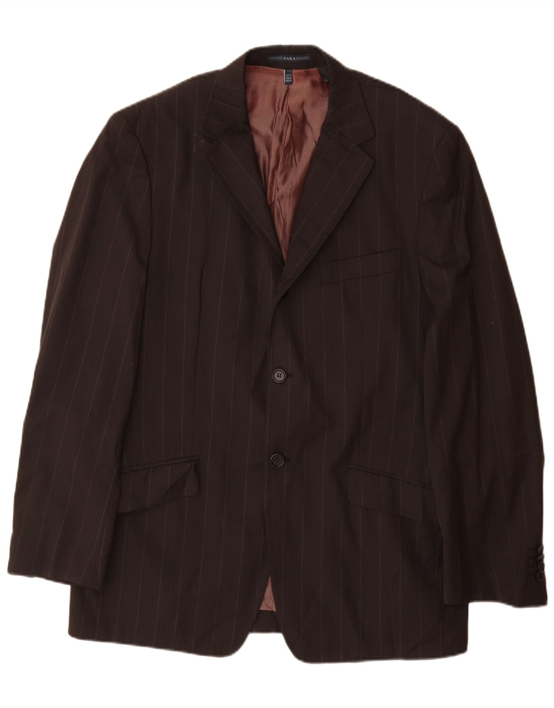 Zara Herren-Blazer mit 2 Knöpfen, EU 52, große schwarz gestreifte Wolle