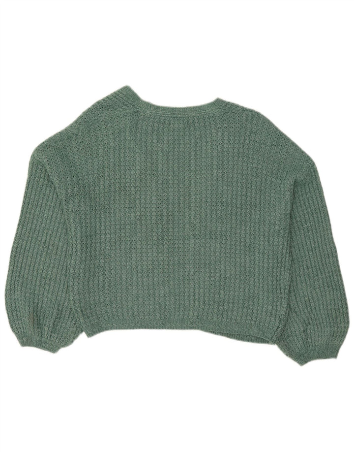 Fat Face Damen-Strickjacke, übergroß, kurz, offen, Gr. 12, Mittelgrün