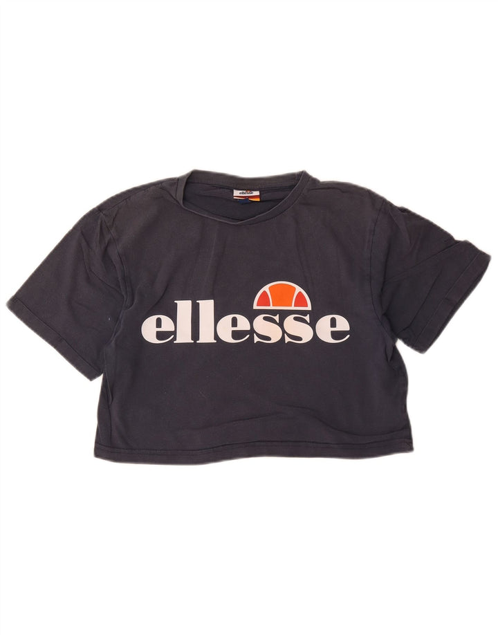 Ellesse Damen Crop Graphic T-Shirt Top UK 8 Small Grau
