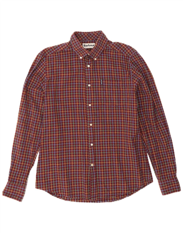 Barbour Tailored Fit Flanellhemd für Herren, mittleres Burgunderrot kariert