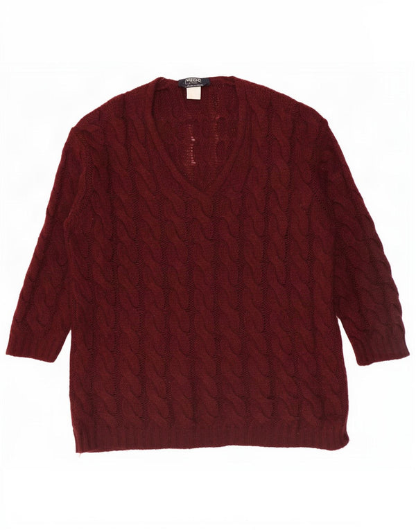 Max Mara Damen-Wochenende-Langarm-Pulloverkleid, Gr. 46, Größe L, Burgunderrot
