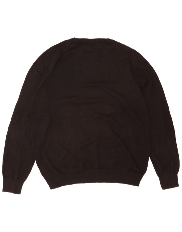 Marks & Spencer Herren-Pullover mit Rundhalsausschnitt, XL, schwarze Baumwolle