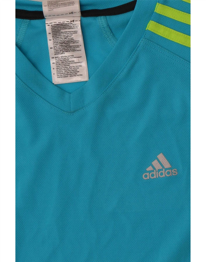 Adidas Damen T-Shirt Top UK 10 Small Blau Polyester