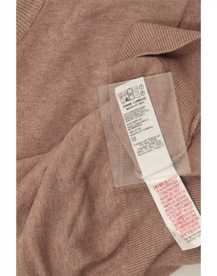 Marks & Spencer Herren-Pullover mit Rundhalsausschnitt aus mittelrosa Baumwolle