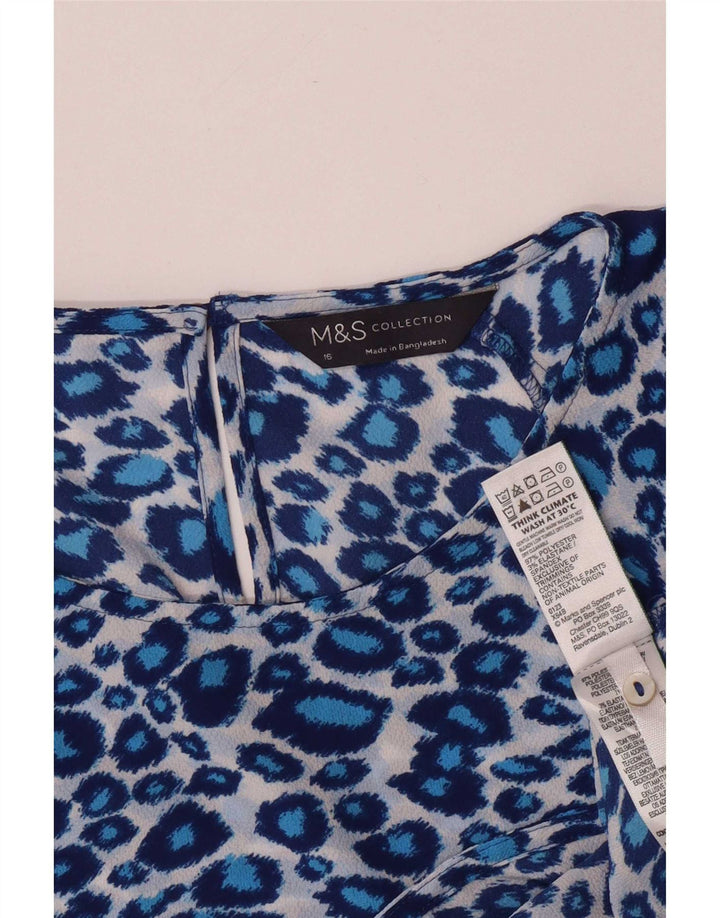 Marks & Spencer Damen-Blusenoberteil, UK-Größe 46, groß, blau, Polyester mit Tiermuster