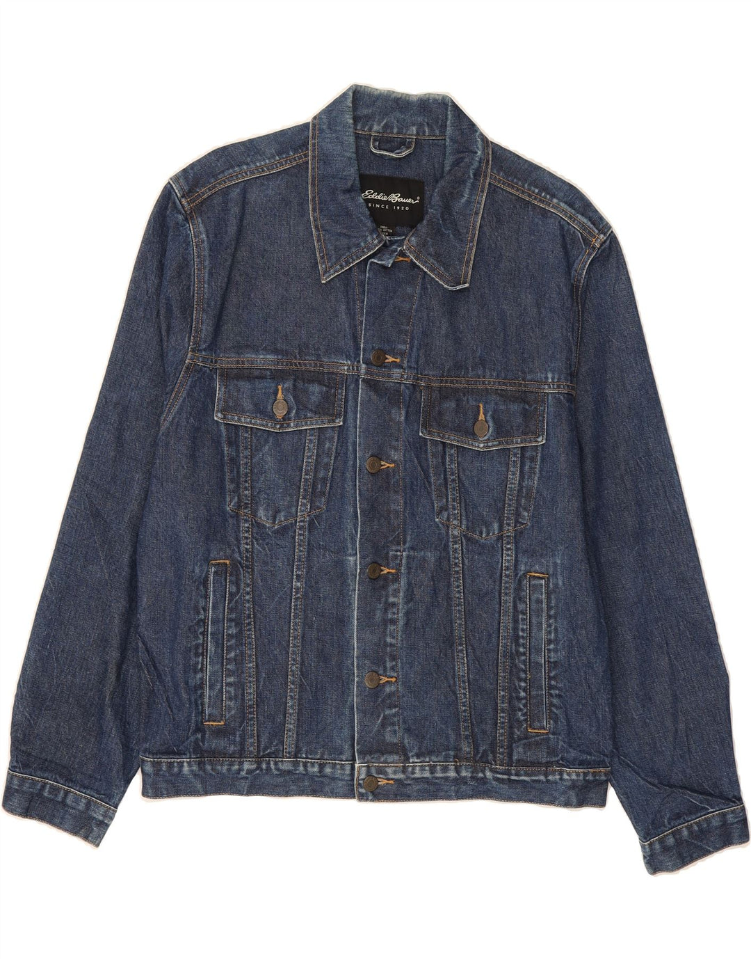 EDDIE BAUER Mens Denim Jacket UK 38 Medium Blue Cotton Vintage Eddie Bauer and Second-Hand Eddie Bauer from Messina Hembry 