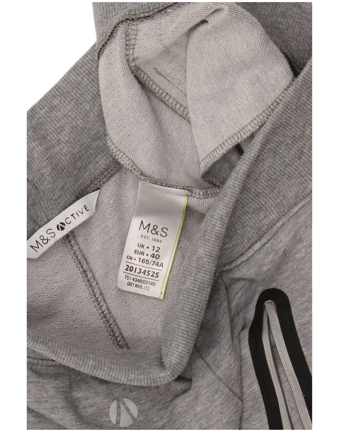 Marks & Spencer Crop-Trainingshose für Damen, UK 12, mittelgraue Baumwolle