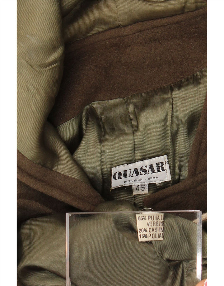 Vintage Damen Dufflecoat mit Kapuze IT 46 Große Khaki-Schurwolle