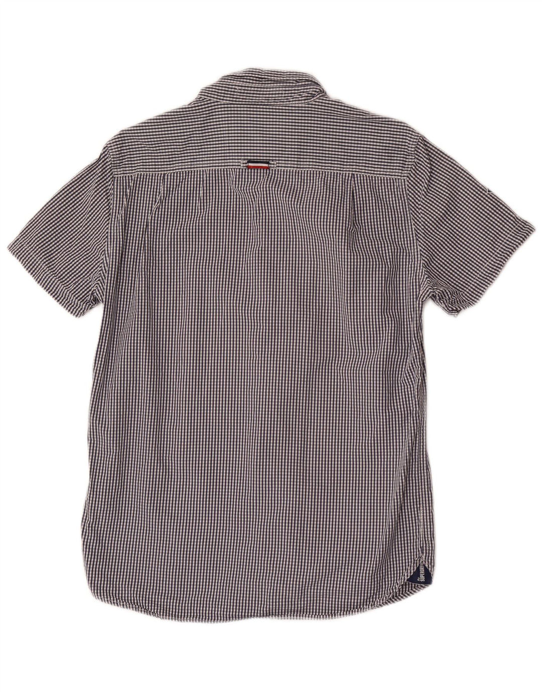 Superdry Herren-Kurzarmhemd, groß, marineblau, Gingham-Baumwolle