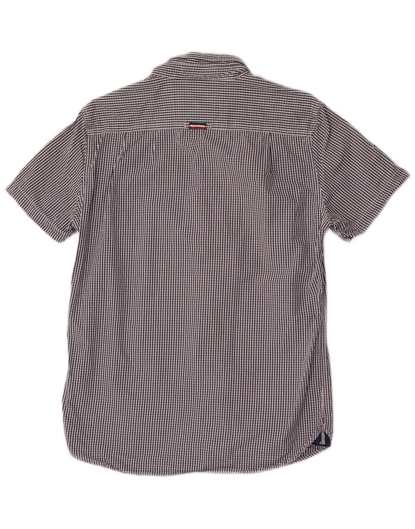 Superdry Herren-Kurzarmhemd, groß, marineblau, Gingham-Baumwolle