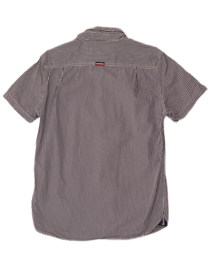 Superdry Herren-Kurzarmhemd, groß, marineblau, Gingham-Baumwolle