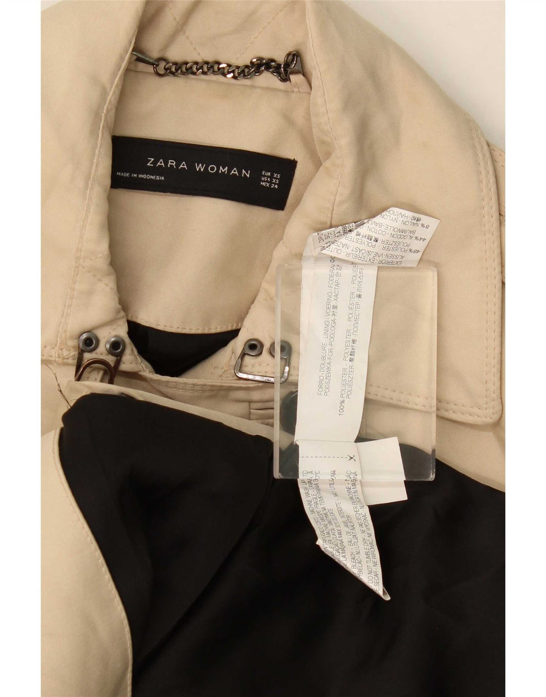 Zara Damen Trenchcoat UK 6 XS Beige Polyester