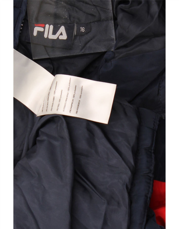FILA Wattierte Jacke für Jungen mit Kapuze, 15–16 Jahre, marineblaues Farbblock-Polyester