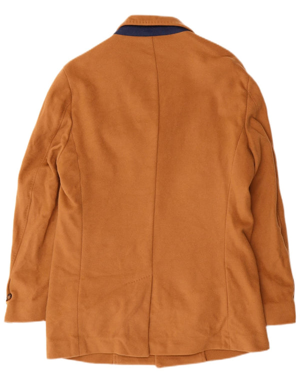 Massimo Dutti Herren-Mantel mit 3 Knöpfen, EU 48, mittelbeige Wolle