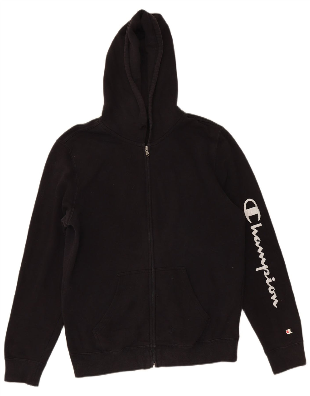 CHAMPION Mens Graphic Zip Hoodie Sweater Medium Black
