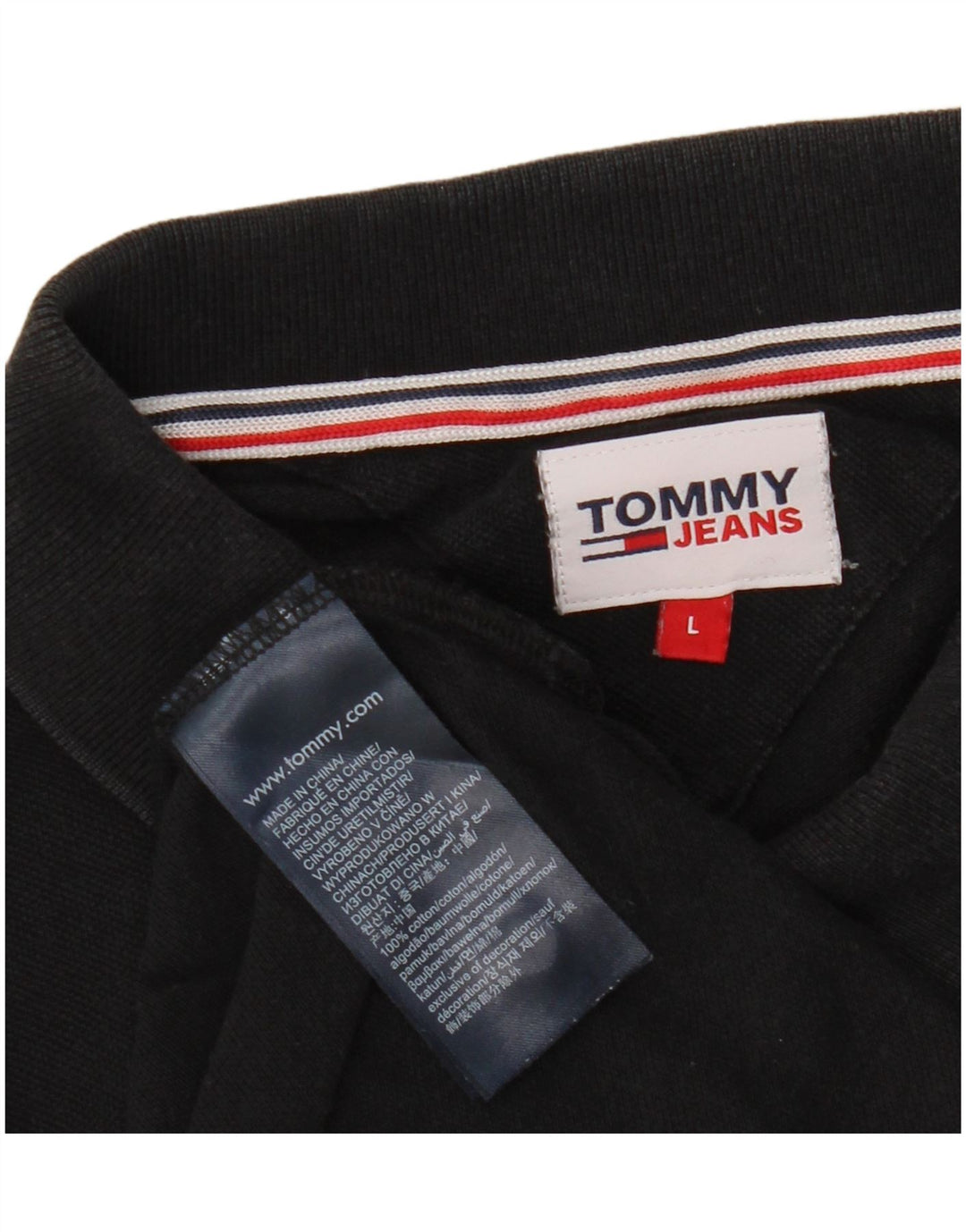 TOMMY HILFIGER Herren Poloshirt Große schwarze Baumwolle